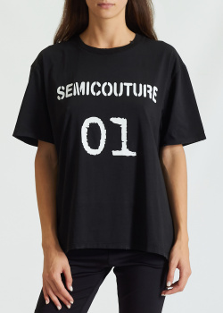 Черная футболка Semicouture с логотипом, фото